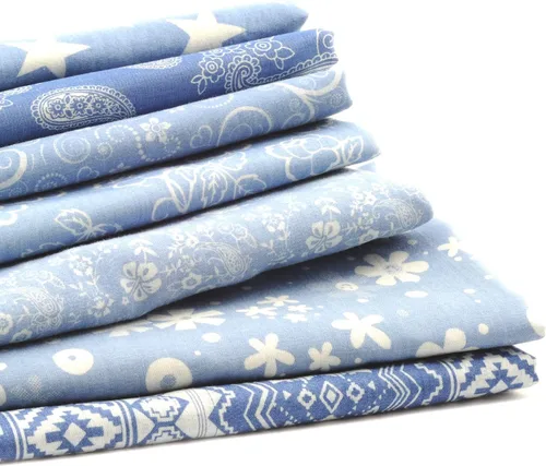 Vista 7 de Paquete de tela gruesa precortada a cuadros, algodón y mezclilla, surtido suave de tela para manualidades, para costura, manualidades, sabor rosa