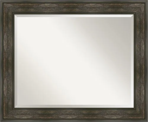 Vista 22 de Amanti Art Espejo de baño marrón para sobre lavabo, espejo rectangular de 24x20 Caleb Brown para tocador, marco rústico pequeño de estilo campestre
