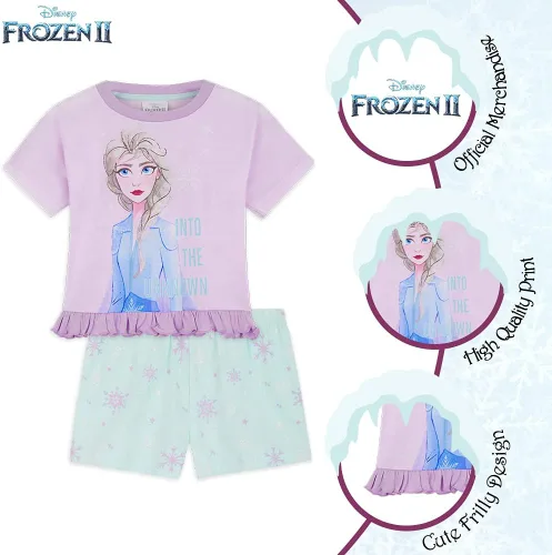 Vista 2 de Disney Conjunto de pijama para niñas, ropa de dormir de verano de La Bella y la Bestia, Rey León, Princesa, Stitch PJs de 2 piezas