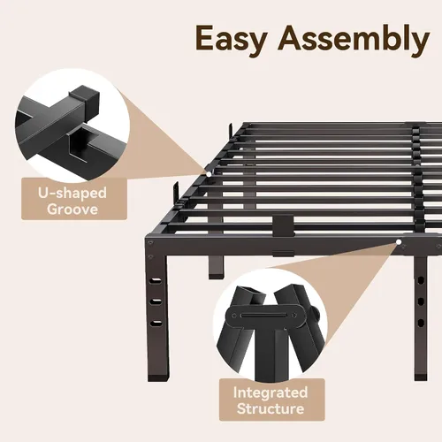 Vista 6 de Susalt - Base de cama metálica tamaño Queen, base de cama con plataforma de 14 pulgadas con espacio de almacenamiento, base de colchón