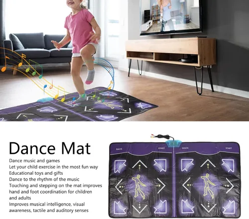 Vista 2 de Diyeeni Tapete electrónico de baile, tapete de baile con asa, doble tapete de pista de baile para adultos y niños, con 100 canciones de baile, 60