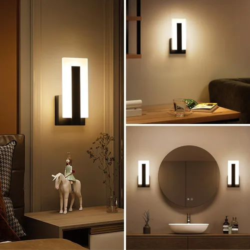 Vista 3 de Apliques de Pared Modernos con Conexión Directa, Ajuste de Brillo Sin Escalas del 10%-100%, 7W, LED de Acrílico, Luz de Pared Adecuada para Sala