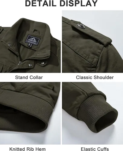 Vista 5 de Crysully - Chaqueta cortavientos para hombre, estilo informal y cuello militar, para primavera-otoño
