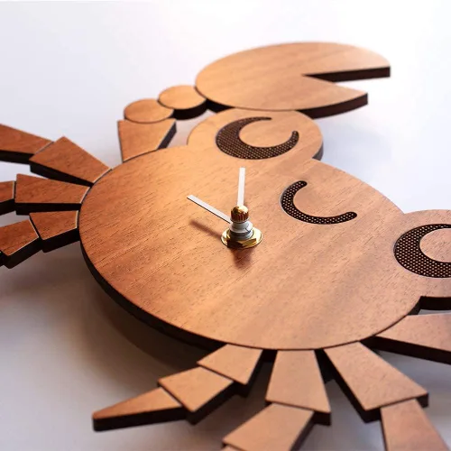 Vista 3 de Bamboo Nautical Crab Wall Clock Kids Bedroom Ocean Beach Baby Nursery Room Decor Handmade