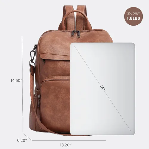 Vista 9 de Mochila antirrobo para mujer, mochila convertible 3 en 1 de cuero vegano con cremallera oculta, hombro ajustable y bolsa cruzada para viajes