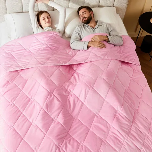 Vista 11 de L'AGRATY Manta con peso de tamaño Queen para adultos de 15 libras, 60 x 80 pulgadas, manta fresca y transpirable con cuentas de vidrio para dormir