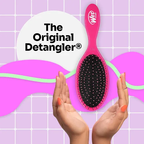 Vista 2 de Wet Brush Cepillo desenredante, cepillo desenredante original (rosa) - Cepillo para cabello húmedo y seco sin enredos para mujeres y hombres - Sin