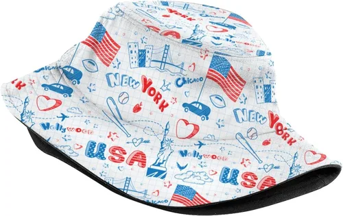 Vista 2 de Sombreros de pescador con bandera de Estados Unidos, para el Día de la Independencia, patriótico, verano, viajes, playa, sombrero de pescador