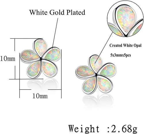 Vista 4 de CiNily - Aretes con forma de flor chapados en oro con ópalo hipoalergénicos, aretes colgantes con gota de flores, regalo de joyería para mujeres