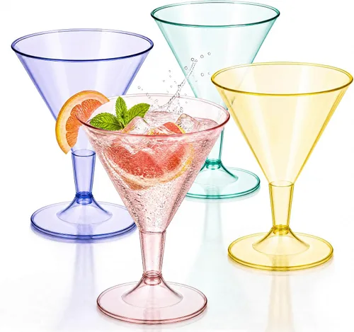 Vista 10 de Liacere Juego de 6 Copas de Martini de 11 oz de Plástico Transparente con Tallo - Copas de Cóctel Reutilizables para Bar, Margarita, Whisky, Gin