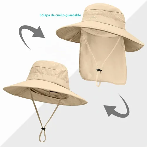 Vista 2 de Sombreros de sol para hombres y mujeres, protección UPF 50+, sombrero de Beige