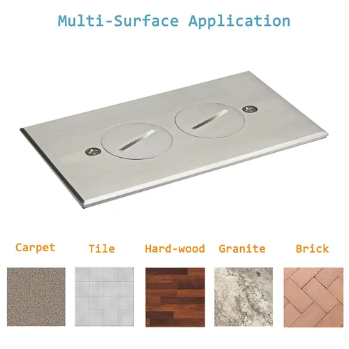 Vista 3 de ENERLITES Kit de caja de piso con tapa de rosca, 12,7 cm x 7,1 cm, 1 banda, receptáculo dúplex de 20 A resistente a manipulaciones y a