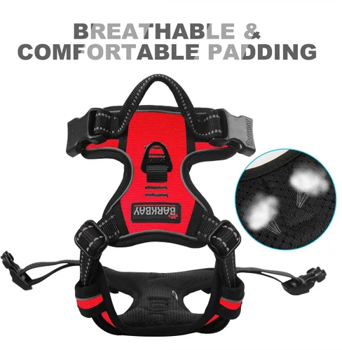Vista 176 de BARKBAY - Arnés para perro sin tirones con clip frontal, material resistente y reflectante, asa de fácil control para pasear perros grandes