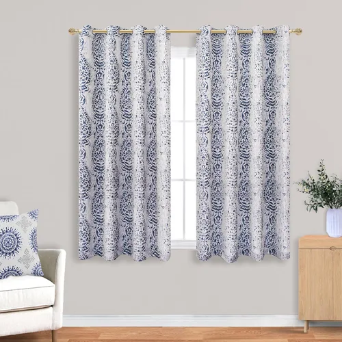 Vista 17 de Mrs.Naturall - Cortinas de 132 x 114 cm con patrón damasco en color negro, para sala de estar