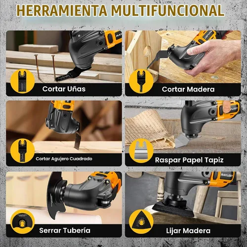 Vista 6 de Kit de múltiples herramientas oscilantes compatible con batería DEWALT de 20 V, herramientas oscilantes inalámbricas con motor sin escobillas, 6