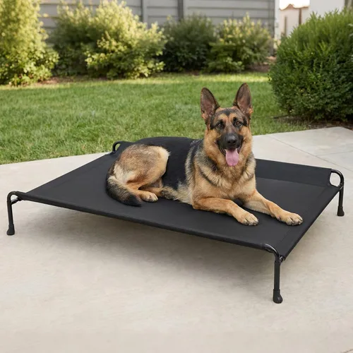 Vista 9 de Veehoo Cama para perros al aire libre, cama elevada para perros grandes, cama elevada para mascotas con reposacabezas, cuna refrescante lavable