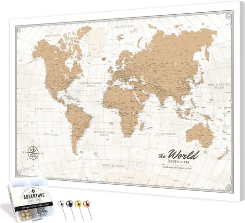 Vista 91 de IPIC - Lienzo con mapas de EE. UU. para decoración de pared, mapa con pin de empuje para marcar viajes, mapa de viaje impreso de EE. UU.