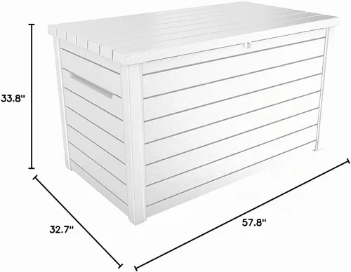Vista 7 de Keter XXL Caja de Almacenamiento para Terraza de 230 Galones Contenedor Exterior para Patio ~ Blanco