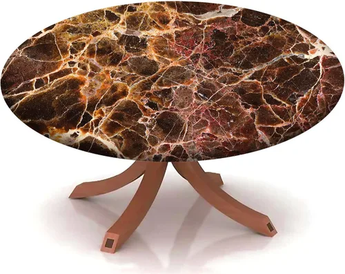 Vista 8 de Mantel redondo ajustable con patrón de mármol, borde elástico, adecuado para catering y cocina, se puede limpiar para mesas redondas de comedor