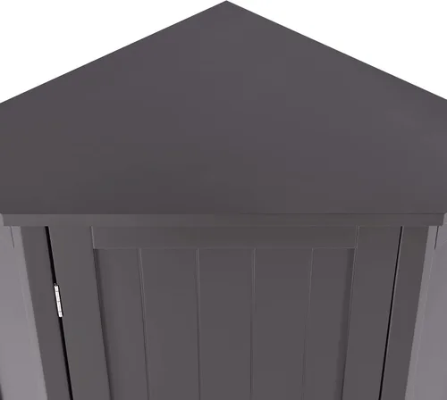Vista 5 de PULLAFUN Gabinete de baño Armario de almacenamiento de esquina triangular con estante ajustable Tablero MDF de estilo moderno, negro y marrón