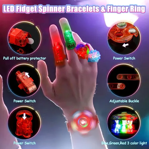 Vista 5 de MIBOTE 269 piezas de juguetes con luz LED, recuerdos de fiesta que brillan en la oscuridad, suministros de fiesta para niños y adultos, Halloween