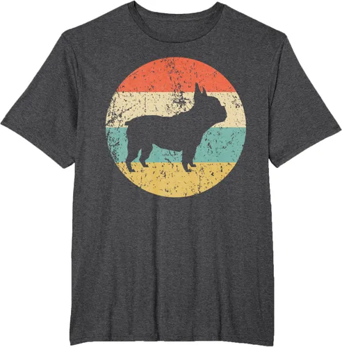 Vista 24 de Camiseta de perro retro de Bulldog Francés Negro