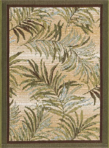 Vista 2 de Unique Loom Outdoor Botanical Collection - Alfombra de área - Keukenhof (2 pies x 3 pies 1 pulgada, rectangular, verde/beige)