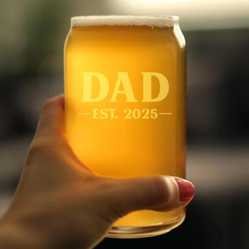 Vista 4 de Dad Est 20XX - Vaso de cerveza para padres primerizos, regalo personalizado de 16 onzas