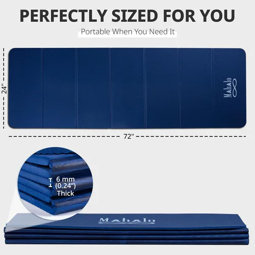 Vista 7 de Esterilla de yoga plegable + bolsa de transporte, esterilla de entrenamiento de 7 pliegues de 6 mm, fácil de almacenar, esterilla de ejercicio