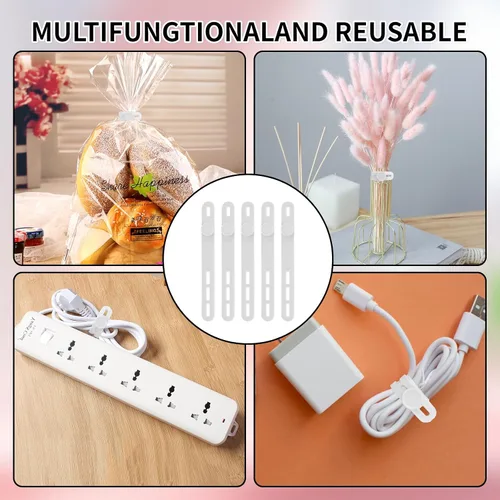 Vista 7 de Oligei 25 bridas de silicona para cables, reutilizables, de alta elasticidad para cables eléctricos, organizador de cables para auriculares