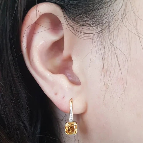 Vista 5 de Dazzlingrock Collection - Pendientes colgantes para mujer, oro amarillo de 14 quilates