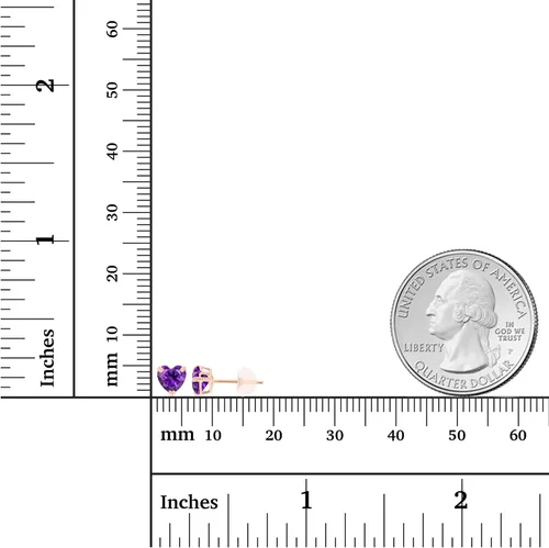 Vista 4 de Aretes de plata de ley 925 maciza chapados en oro de 0.197 in con piedra natal genuina para mujer, aretes de tuerca con piedras preciosas Amatista