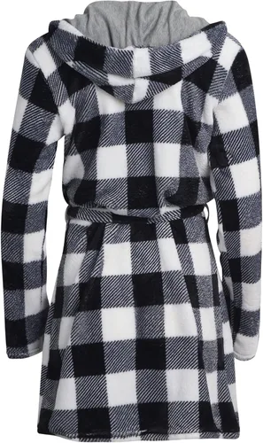 Vista 5 de Lucky Brand - Bata de baño de mujer en forro polar con cuello de chal, cinturón y capucha
