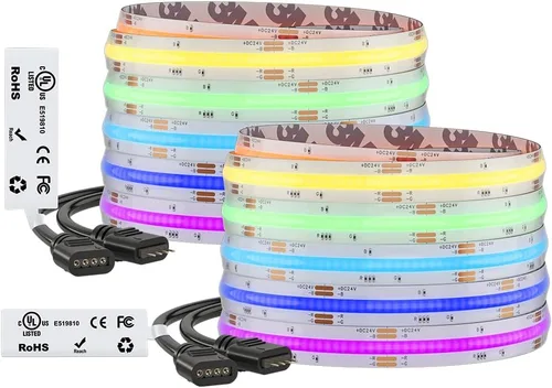 Vista 15 de BTF-LIGHTING FCOB COB - Tira de luz LED RGB con certificación UL, 810 LEDs/m de alta densidad flexible que cambia de color, DC12V 9.8 pies y 0.394