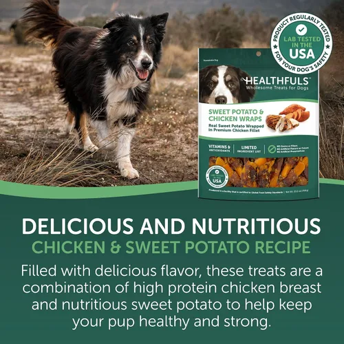 Vista 3 de Golosinas de batata con pollo envuelto para perros Healthfuls, 16oz