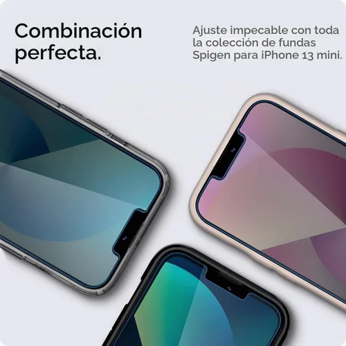 Vista 7 de Spigen Protector de pantalla de vidrio templado [GlasTR EZ FIT] diseñado para iPhone 13 Mini [compatible con fundas], paquete de 2 Tempered glass