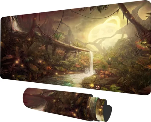 Vista 9 de Tapete de juego MTG, 24 x 14 pulgadas, tapete de juego TCG del País de las Maravillas para juego de cartas intercambiables, superficie de goma