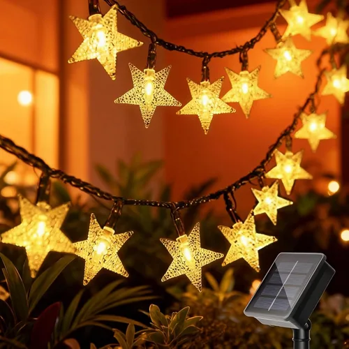 Vista 12 de Twinkle - Guirnalda de luces solares para exteriores, paquete de 2 unidades cálido-blanco