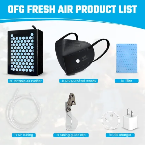 Vista 3 de Sistema de aire fresco OFG, respirador reutilizable que proporciona aire filtrado a cualquier máscara, ideal para trabajo con polvo, pintura
