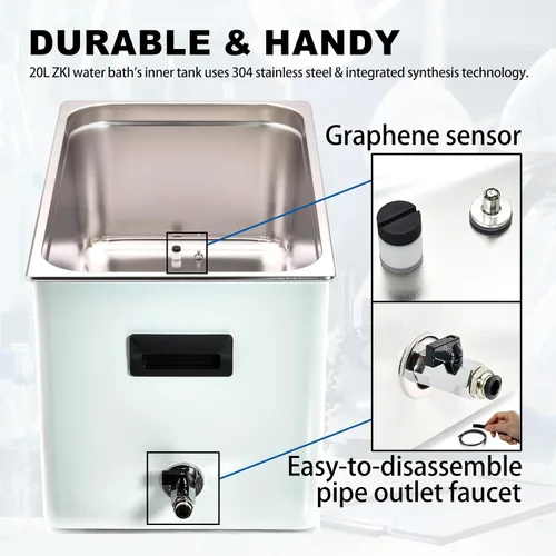 Vista 6 de ZKI Baño de Agua de Laboratorio de 20L, Baño de Agua Termostático de Laboratorio de 1500W, Precisión de ±0.2°C y Resolución de 0.1°C, 14 Módulos