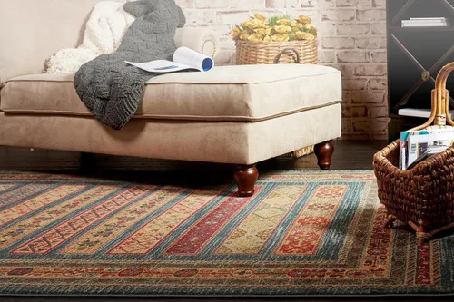 Vista 2 de Nomad Tapete contemporáneo de con estampado moderno tribal., Polipropileno, Azul
