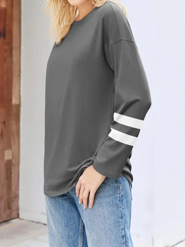 Vista 67 de Fisoew Camisetas de manga larga para mujer, holgadas, casuales, con cuello redondo, blusa suave