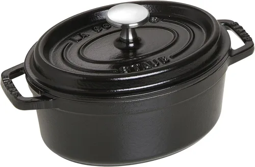 Vista 7 de Staub Hierro fundido Ovalado Cocotte de 1 cuarto - Gris grafito, fabricado en Francia