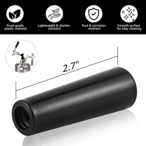 Vista 2 de MRbrew 2 manijas de plástico para grifo de cerveza, grifo de cerveza de 3/18 pulgadas, mango negro para barras comerciales estándar americano