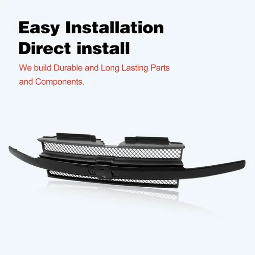 Vista 6 de Parrilla delantera compatible con Chevrolet 2002-2005 Trailblazer Negro Gris Rejilla delantera para Chevrolet 2002-2005 Trailblazer, verifica