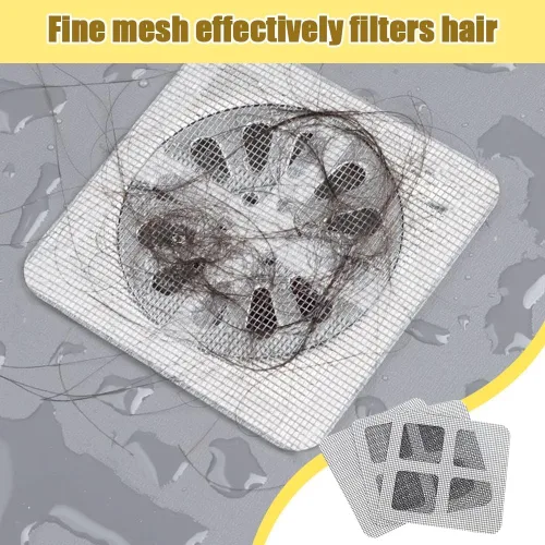 Vista 2 de Cubierta de drenaje de ducha, protector de drenaje de baño, calcomanías desechables para drenaje de cabello, 4 x 4 pulgadas, cubierta de malla