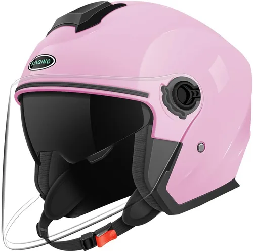 Vista 15 de Casco de motocicleta con cara abierta SanQing, 3/4, para adultos, con media cara, para moto-scooter, motorista, hombres y mujeres, aprobado por
