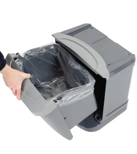 Vista 6 de Nexus Stack - Contenedor de reciclaje de batería de 24 G (gris oscuro, variedad de calcomanías de reciclaje de baterías), contenedores compactos