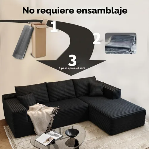 Vista 3 de Sofá seccional modular Cloud de 107.5 pulgadas con chaise en forma de L, sofás tapizados modernos minimalistas para sala de estar y dormitorio, sofá