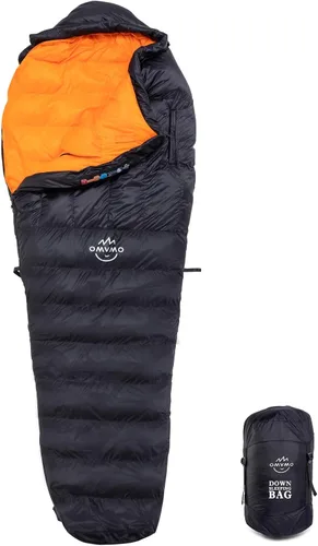 Vista 9 de Saco de dormir de plumón de 0 a 20 grados F para adultos, sobre de 4 estaciones con agujeros para los brazos, portátil para mochileros